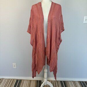 Free People Women's Sequin Day Dream Kimono Open Front Pink One Size